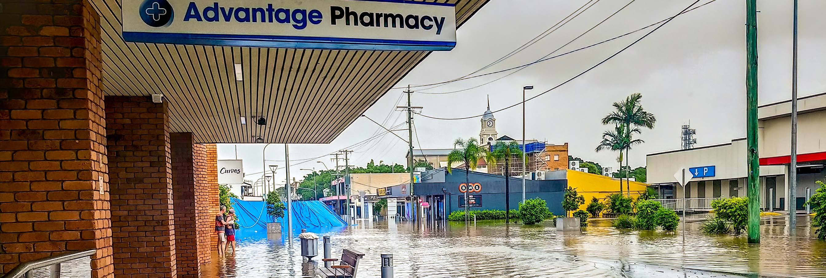 Flooded town street